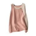 thumbnail image 1 of Lovskoo Plus Size Womens Summer Tops 2024 Casual Cotton Linen Tank Tops Color Block Round Neck Loose Sleeveless Shirts Blouses Pink, 1 of 9