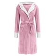 thumbnail image 1 of Lovskoo Plush Robes for Women Robe Long Sleeve Fuzzy Fluffy Soft Warm Fleece Hooded Bathrobe S-5XL Pink, 1 of 7