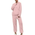 thumbnail image 1 of Lovskoo Women's and Men's 2 Piece Pajamas Outfit Fuzzy Fleece Cute Hooded Pajama Set Soft Warm Sleepwear with Pockets A-Pink, 1 of 6