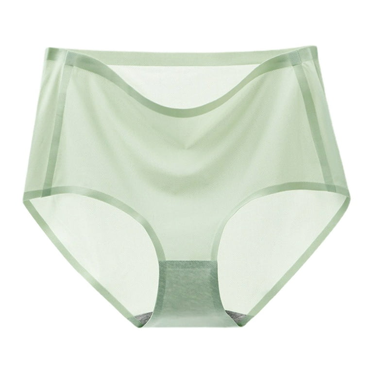 Lovskoo Seamless Underwear Breathable Stretch Panties Ultra-Thin  Non-Marking Ice Silk Women Mesh Women Underwear High Waist Abdomen Cotton  Underwear Green 