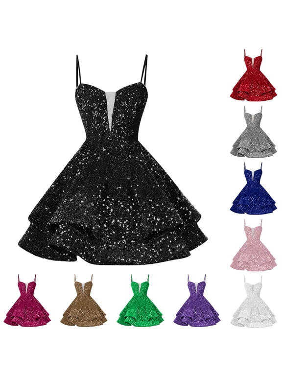 Sequin Short Dresses For Women Homecoming Dresses Sparkly Spaghetti Straps Sweet A-Line Elegant Short Prom Cocktail Dress Green