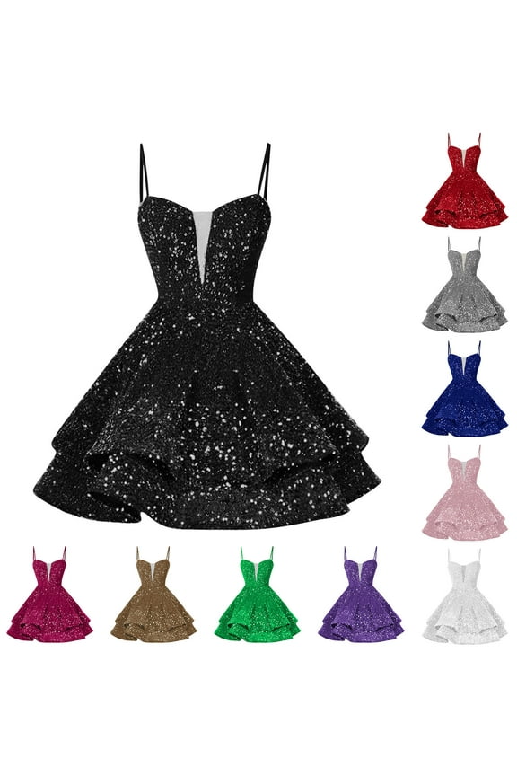 Sequin Short Dresses For Women 2025 Homecoming Dresses Sparkly Spaghetti Straps Sweet A-Line Elegant Short Prom Cocktail Dress Pink