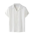 thumbnail image 1 of Lovskoo Shirts for Men Collared Short Sleeve Solid Color Loose Shirt Shirt Males Cute Tropical Casual Hawaiian Beach Shirt Vacation Beach Summer Tops White, 1 of 9