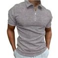 thumbnail image 1 of Lovskoo Shirts for Men Collared Short Sleeve Solid Color Summer Zippered Lapel Top Vacation Beach Summer Tops Dark Gray, 1 of 6