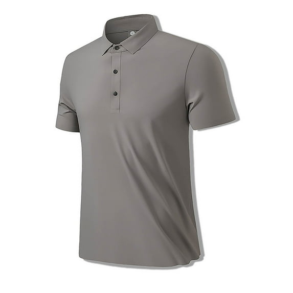 Lovskoo Shirts for Men Collared Short Sleeve Summer Lapel Solid Color Button Daily Casual Outdoor Shirt T Shirt Vacation Beach Summer Tops Brown