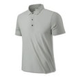 thumbnail image 1 of Lovskoo Shirts for Men Collared Short Sleeve Summer Lapel Solid Color Button Daily Casual Outdoor Shirt T Shirt Vacation Beach Summer Tops Gray, 1 of 7
