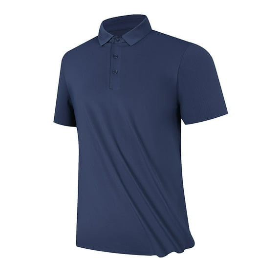 Lovskoo Shirts for Men Collared Short Sleeve Summer Lapel Solid Color Button Daily Casual Outdoor Shirt T Shirt Vacation Beach Summer Tops Navy