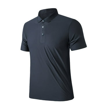 Lovskoo Shirts for Men Collared Short Sleeve Summer Lapel Solid Color Button Daily Casual Outdoor Shirt T Shirt Vacation Beach Summer Tops Navy