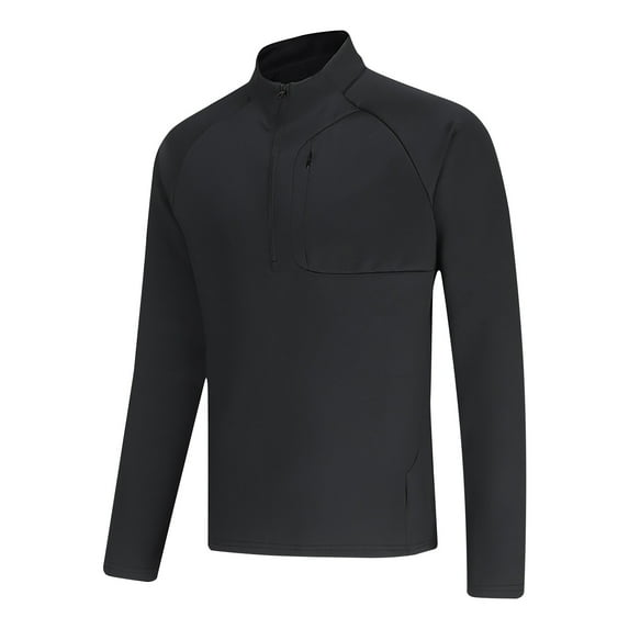 Lovskoo Shirts for Men Mock Neck Long Sleeve Lightweight Breathable Sport Workout Solid Color Hooded Blouse Vacation Beach Summer Tops Black