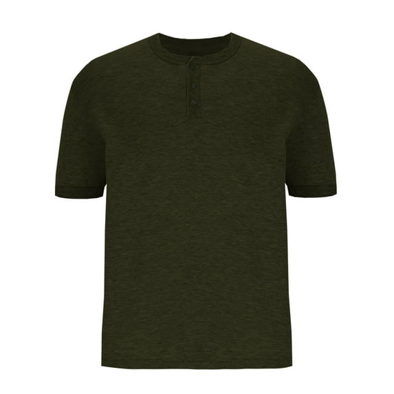 Lovskoo Shirts for Men Round Neck Short Sleeve Casual Solid Color Trendy Pullover T Shirt Blouse Vacation Beach Summer Tops Olive Green