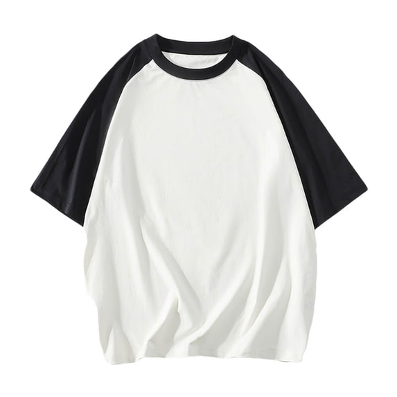 Lovskoo Shirts for Men Round Neck Short Sleeve Pullover Patch Solid Color Top Shirt Top Shirt Vacation Beach Summer Tops White