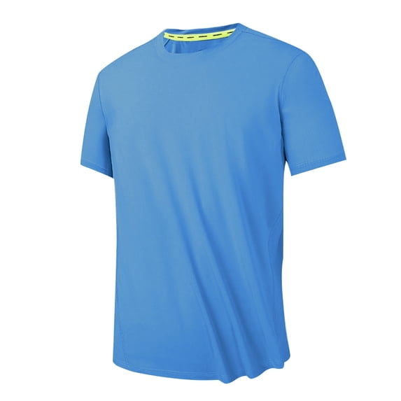 Lovskoo Shirts for Men Round Neck Short Sleeve Summer Solid Color Casual Loose T Shirt Vacation Beach Summer Tops Blue