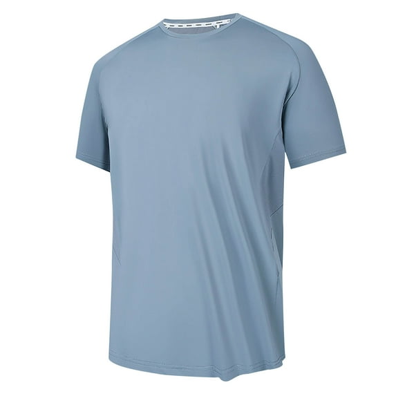 Lovskoo Shirts for Men Round Neck Short Sleeve Summer Solid Color Casual Loose T Shirt Vacation Beach Summer Tops Gray