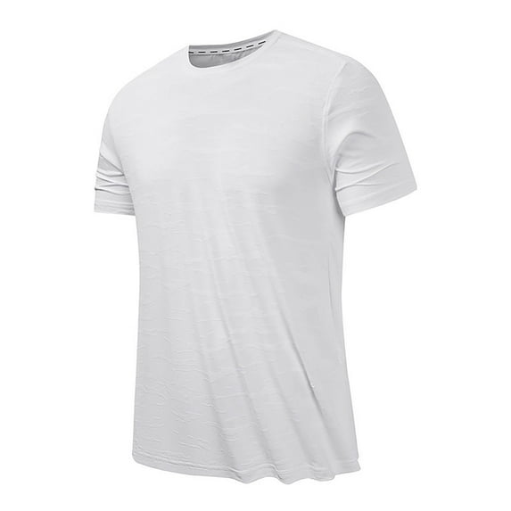 Lovskoo Shirts for Men Round Neck Short Sleeve Summer Solid Color Casual Loose T Shirt Vacation Beach Summer Tops White