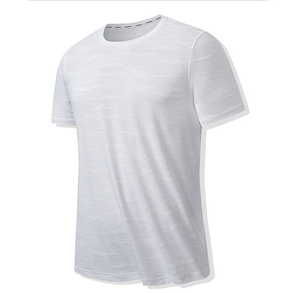 Lovskoo Shirts for Men Round Neck Short Sleeve Summer Solid Color Casual Loose T Shirt Vacation Beach Summer Tops White