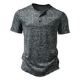 thumbnail image 1 of Lovskoo Shirts for Men V Neck Short Sleeve Casual Solid Color Trendy Pullover T Shirt Blouse Vacation Beach Summer Tops Dark Gray, 1 of 8