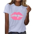 thumbnail image 1 of Lovskoo Short Sleeve Shirts for Women Trendy Summer Tops Floral Printed for Adult Round Neck Valentine's Day Casual Blouse T-shirts Shirt Gray, 1 of 5