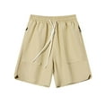 thumbnail image 1 of Lovskoo Shorts for Men Solid Color Summer Casual and Comfortable Drawstring Pocket Elastic Waist Shorts Khaki, 1 of 6