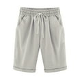 thumbnail image 1 of Lovskoo Shorts for Women Knee Length Bermuda Shorts for Women Solid Color Trendy Half Shorts Gray, 1 of 4