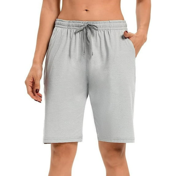 Lovskoo Shorts for Women Solid Color Casual Summer Drawstring Cargo Short Athletic Running Workout Baggy Shorts Gray