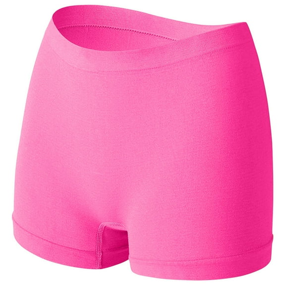Lovskoo Slip Shorts for Women Under Dress Plus Size Boyshorts Panties Solid Color Underwear Seamless Yoga Shorts Hot Pink M