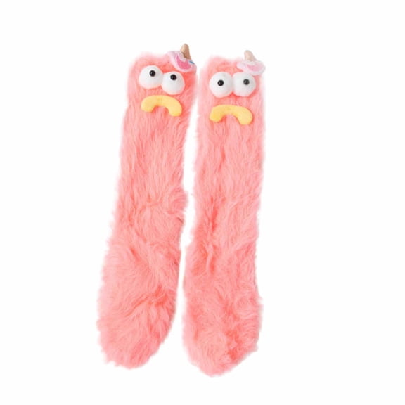 Lovskoo Soft Cute Socks for Women Cozy Fuzzy Slipper Socks and Winter Warm Fluffy Socks for Daily Wear Novelty Gifts for Women, Teens Pink