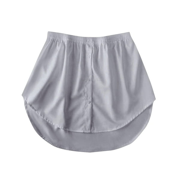 Lovskoo Solid Shirt Extender for Women Adjustable Layering Blouse Top Lower Sweep Shirt Half Length Skirt Bottom Skirt Gray
