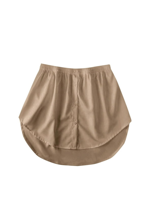 Solid Shirt Extender for Women Adjustable Layering Blouse Top Lower Sweep Shirt Half Length Skirt Bottom Skirt Khaki