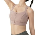 thumbnail image 1 of Lovskoo Sports Bras for Women Front Zip Cross Back Bras Compression Solid Slim Fit Fitness Summe Camis Cover Top Pink, 1 of 5