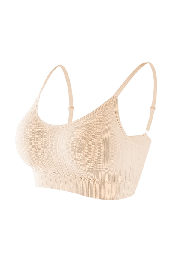 Sports Bras for Women Padded Bra Nude Bralette Ruched Workout Bra Crop Tops Medium Support Bra Underwear Beige