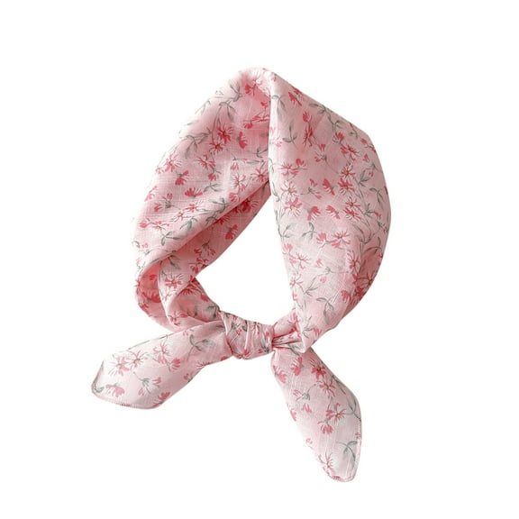 Lovskoo Square Neckerchief for Women's Neck Hair Head In Gift Wrapped Cotton and Linen Silk Small Scarf Trendy Flowers and Petals Neckerchief Hair Band Decorative Pink Free Size