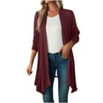 thumbnail image 1 of Lovskoo Summer Cardigan for Women Lightweight Long Sleeve Casual Jackets Open Front Solid Blouse Tops Coat Burgundy, 1 of 8
