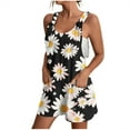 thumbnail image 1 of Lovskoo Summer Short Rompers for Women 2024 Casual Loose Sleeveless Floral Tie Knot Strap Jumpsuits Wide Leg Overalls with Pockets Black M, 1 of 7