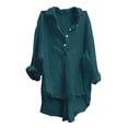 thumbnail image 1 of Lovskoo Summer Tops for Women 2024 Button Down Collared Long Sleeve Solid Color Buttons Trendy Dressy Blouses Casual Loose Comfy Tunic Tops Green, 1 of 8