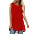 thumbnail image 1 of Lovskoo Summer Tops for Women 2024 Tank Tops Round Neck Sleeveless Tank Solid Color Casual Tunic Tops Blouse Red, 1 of 7