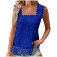 thumbnail image 1 of Lovskoo Summer Tops for Women 2024 Tank Tops Square Neck Sleeveless Loose Embroidered Lace Casual Solid Color Dressy Top Shirt Blue, 1 of 7