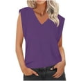 thumbnail image 1 of Lovskoo Summer Tops for Women 2024 Tank Tops V Neck Sleeveless Solid Color Sling Tops Blouse Purple, 1 of 7