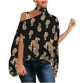 thumbnail image 1 of Lovskoo Summer Tops for Women Casual Half Batwing Sleeve Halter Neck Off Shoulder Printed And Solid Loose Pullover Blouse Tops Black, 1 of 5