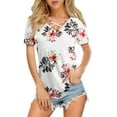 thumbnail image 1 of Lovskoo Summer Tops for Women Loose Blouses Short Sleeve Shirt V Neck Printed Casual Pullover Top White, 1 of 9