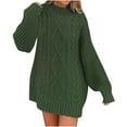thumbnail image 1 of Lovskoo Sweater Dress for Women Crewneck Oversized Pullover Fall Cable Knit Long Sleeve Chunky Short Sweaters Dresses Olive Green, 1 of 4