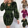 thumbnail image 1 of Lovskoo Sweater Dress for Women Fall and Winter Trendy Collar Off-Shoulder Lantern Sleeve Knitted Sweater Dress Khaki, 1 of 6