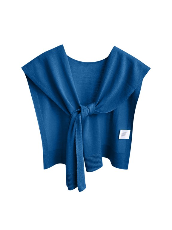 Sweater Shawl Wraps for Women Trendy Solid Color Knitted Shawl Outwear Spring and Fall Shirt Scarf Cape Shoulder Tops Trendy Wrap Navy Free Size