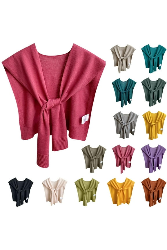 Sweater Shawl Wraps for Women Trendy Solid Color Knitted Shawl Outwear Spring and Fall Shirt Scarf Cape Shoulder Tops Trendy Wrap Yellow Free Size
