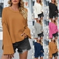 thumbnail image 1 of Lovskoo Sweaters for Women Casual Loose Long Sleeve Knitting Round Neck Sweater Blouse Tops Beige, 1 of 8