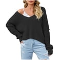 thumbnail image 1 of Lovskoo Sweaters for Women Casual Loose Long Sleeve Knitting Round Neck Sweater Blouse Tops Black, 1 of 8