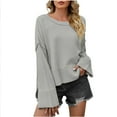 thumbnail image 1 of Lovskoo Sweaters for Women Casual Loose Long Sleeve Knitting Round Neck Sweater Blouse Tops Gray, 1 of 8