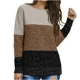 thumbnail image 1 of Lovskoo Sweaters for Women Casual Trendy Color Matching Pullover Long Sleeve Round-Neck Sweater Coffee, 1 of 5