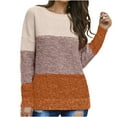 thumbnail image 1 of Lovskoo Sweaters for Women Casual Trendy Color Matching Pullover Long Sleeve Round-Neck Sweater Orange, 1 of 5