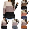 thumbnail image 1 of Lovskoo Sweaters for Women Casual Trendy Color Matching Pullover Long Sleeve Round-Neck Sweater Pink, 1 of 5