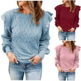 thumbnail image 1 of Lovskoo Sweaters for Women Casual Trendy Solid Pullover Long Sleeve Round-Neck Tops Sweater Light Blue, 1 of 7